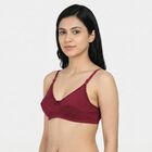 Women's Wine Cotton V Neck Bralette Bra, Wine, small