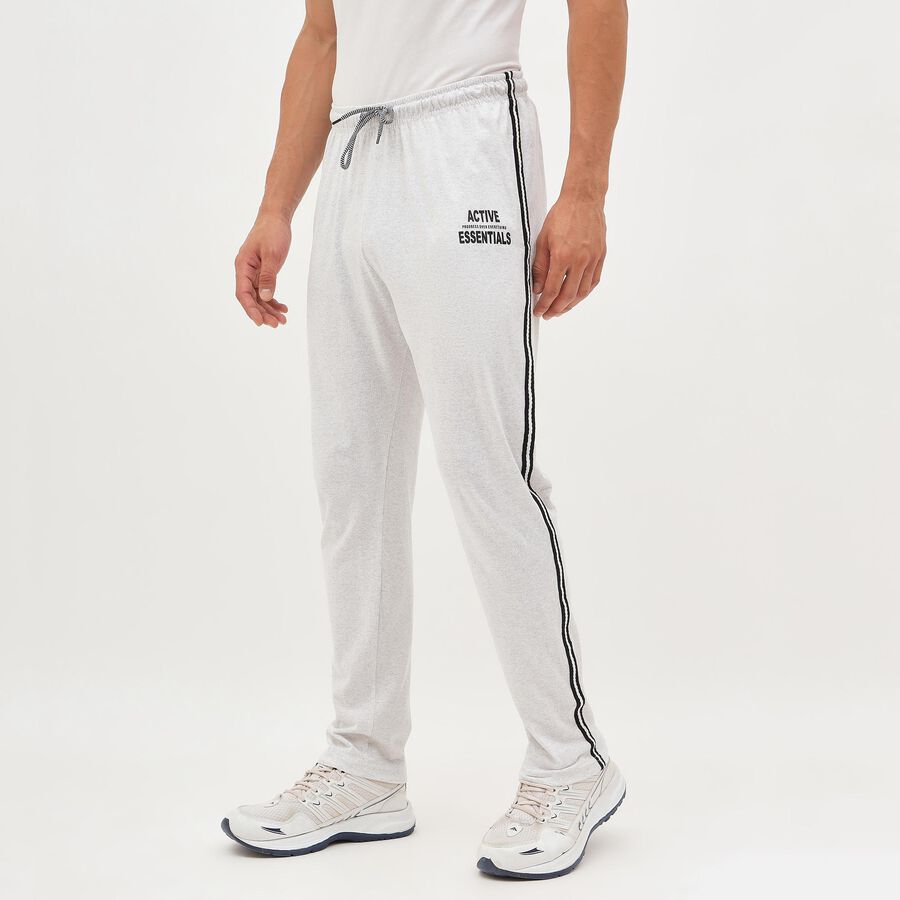 Men's Light Ash Grey Regular Fit Side-Striped Track Pants, हल्का ग्रे, large image number null