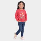 Girls' Pink Crew Neck Pullover Sweatshirt, Pink, small