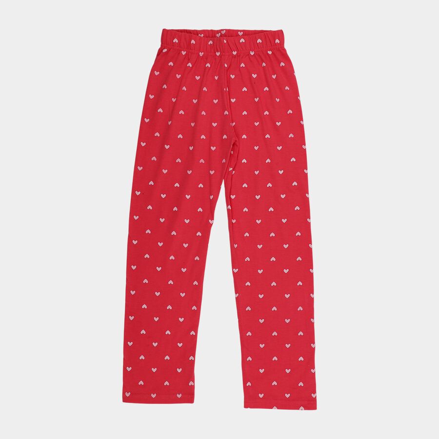 Girls Fuchsia Regular Fit Tie-Dye Printed Pyjama, Fuchsia, large