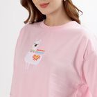 Women's Light Pink Crew Neck Casual Sweatshirt, गुलाबी, small image number null