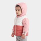 Infants Pink Hooded Puffer Jacket, हल्का गुलाबी, small