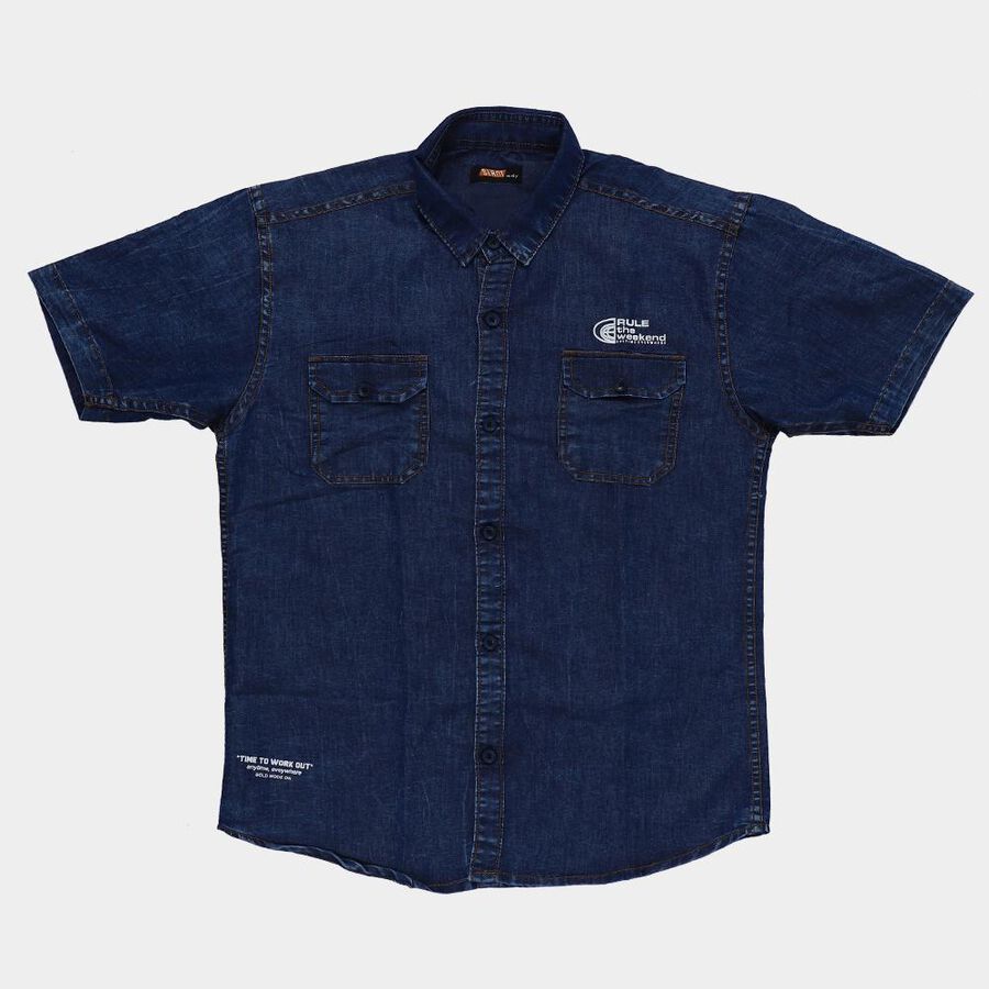 Boys' Casual Shirt, मध्यम नीला, large image number null