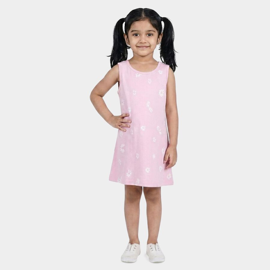 Girls' Lilac A-Line Floral Printed Frock, लाइलेक, large