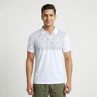 Men's White Polo Neck Athleisure T-Shirt, सफ़ेद, small