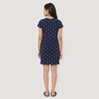 Women's Navy Blue Round Neck T-Shirt Style Nighty, Navy Blue, small