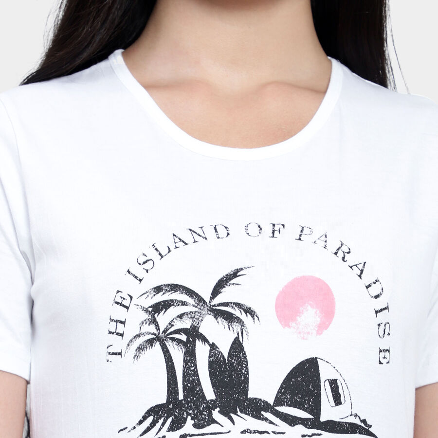 Round Neck T-Shirt, White, large image number null