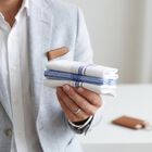 Men's Light Blue Checked Pack of 3 Handkerchief, Mid Blue, small