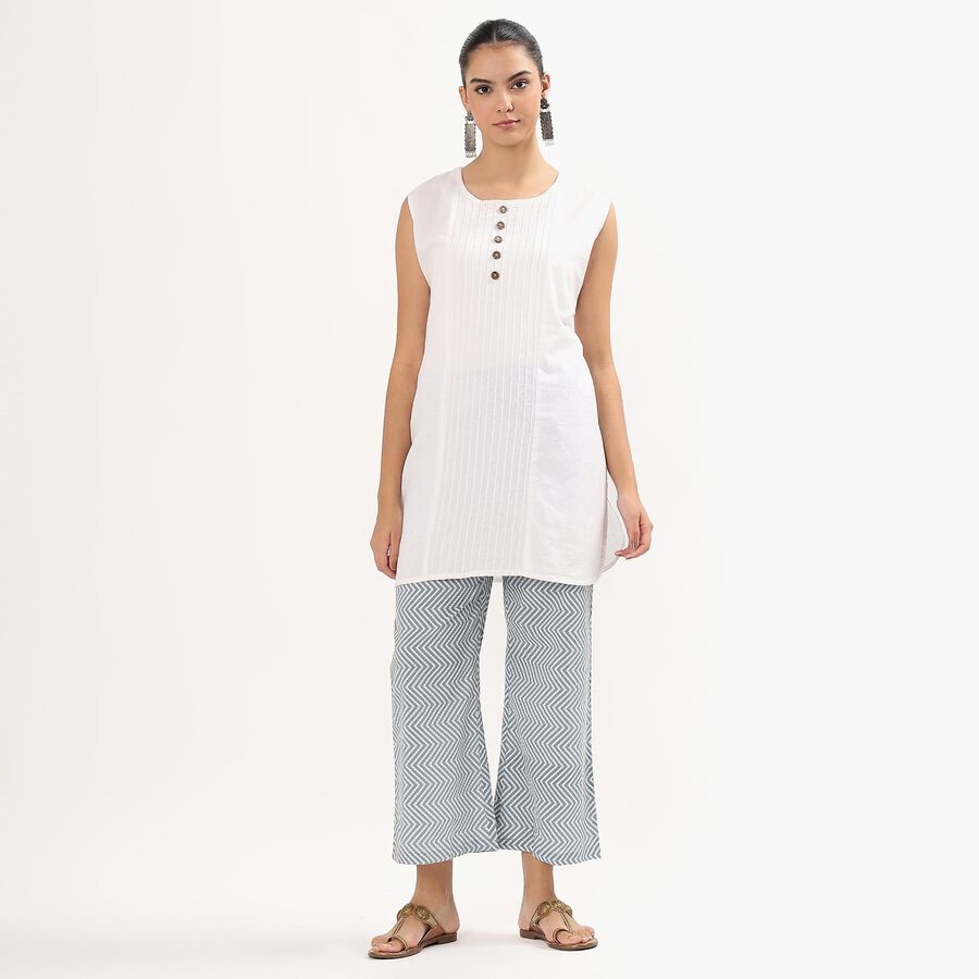 Women's Light Blue Slim-Fit Chevron Printed Palazzos, हल्का ग्रे, large image number null