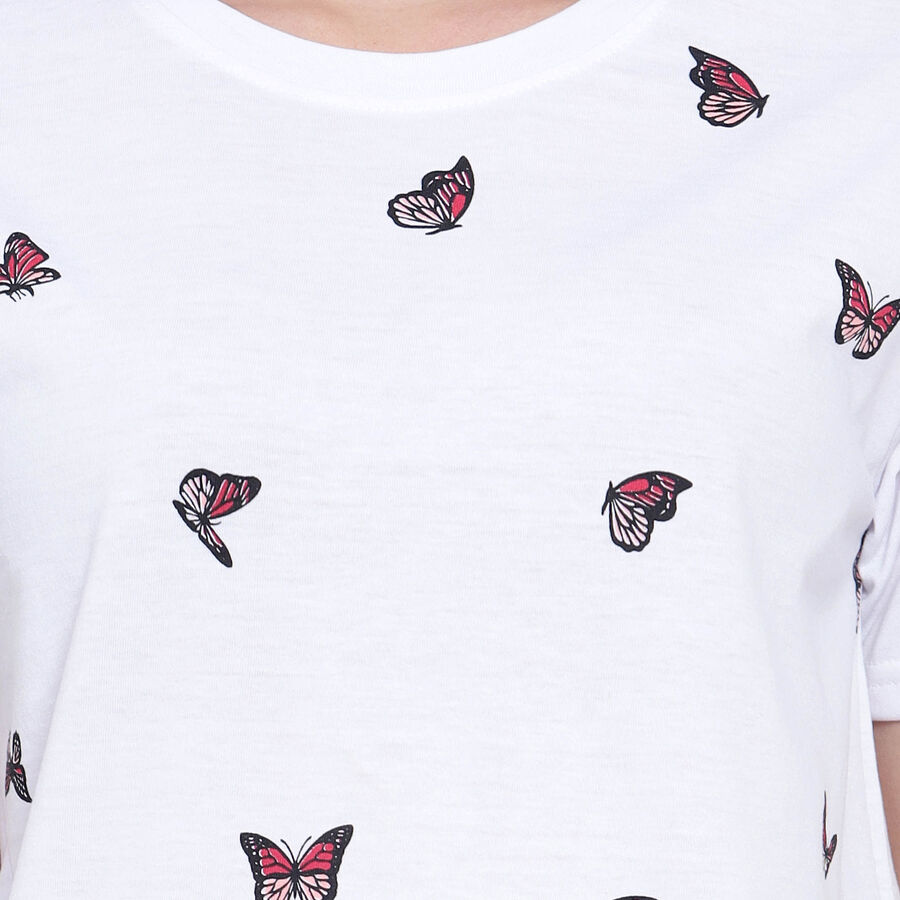 All Over Print Round Neck T-Shirt, सफ़ेद, large image number null