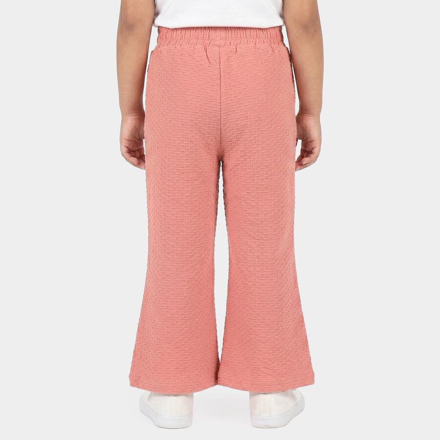 Girls Pink Wide Leg Textured Trousers, Pink, large