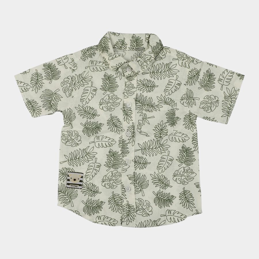Infants Green Cotton Casual Shirt, Light Green, large