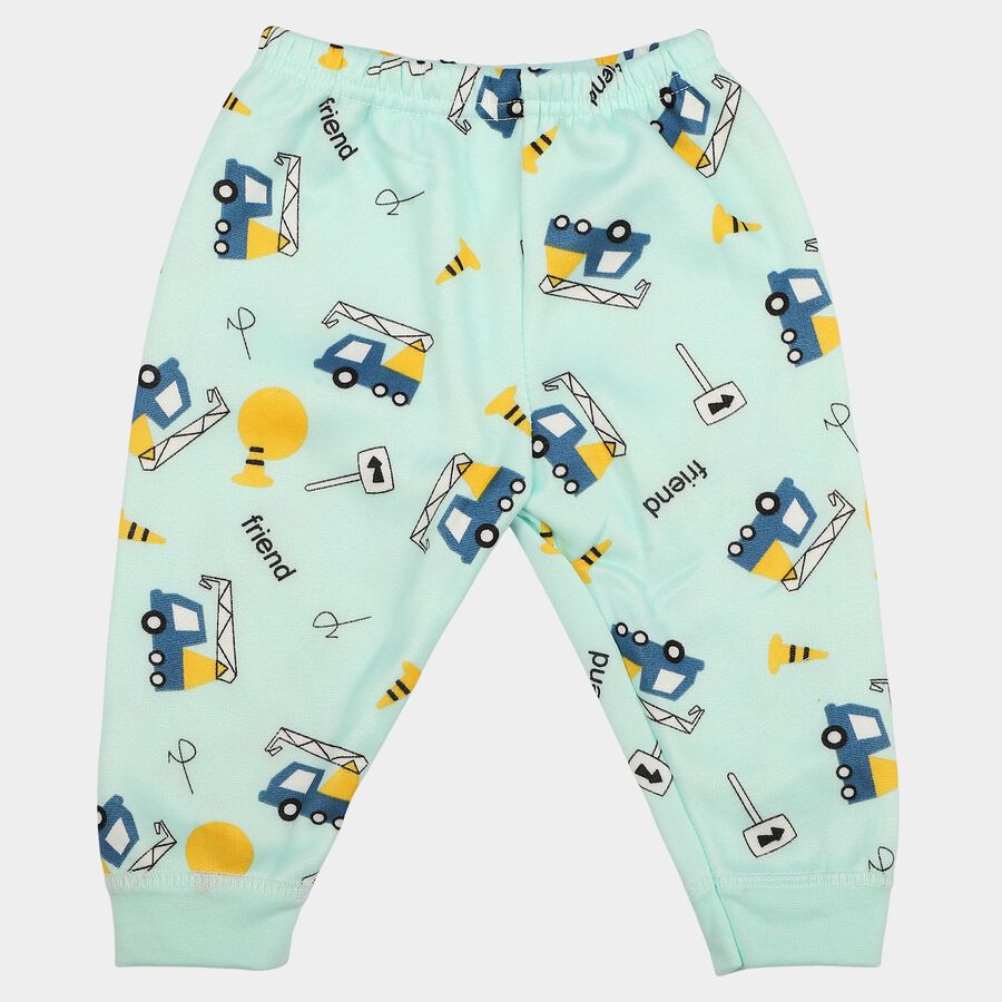 Infants' Mint Green Jogger Fit Cartoon Printed Pyjama, हल्का हरा, large