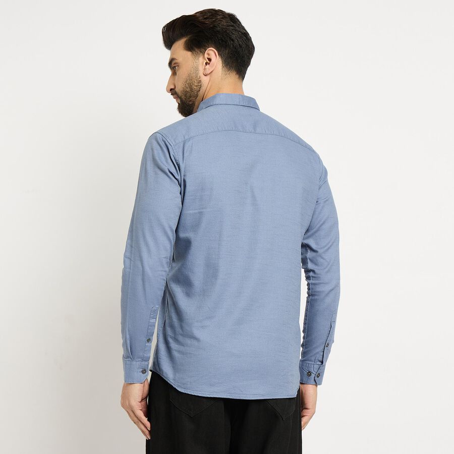 Men's 100% Cotton Casual Shirt, Mid Blue, large image number null