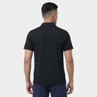 Men's Black Round Neck Athleisure T-Shirt, काला, small