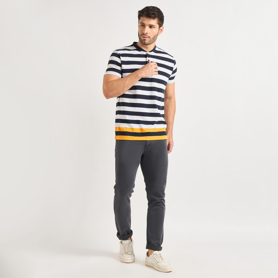 Men's Henley Half Sleeves T-Shirt , नेवी ब्लू, large image number null