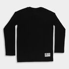 Boys Jet Black Crew Neck Casual T-Shirt, काला, small image number null
