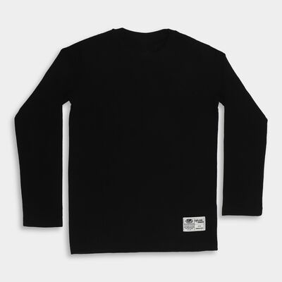 Boys Jet Black Crew Neck Casual T-Shirt