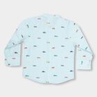 Infants Light Powder Blue Cotton Mandarin Collar Casual Shirt, हल्का नीला, small image number null