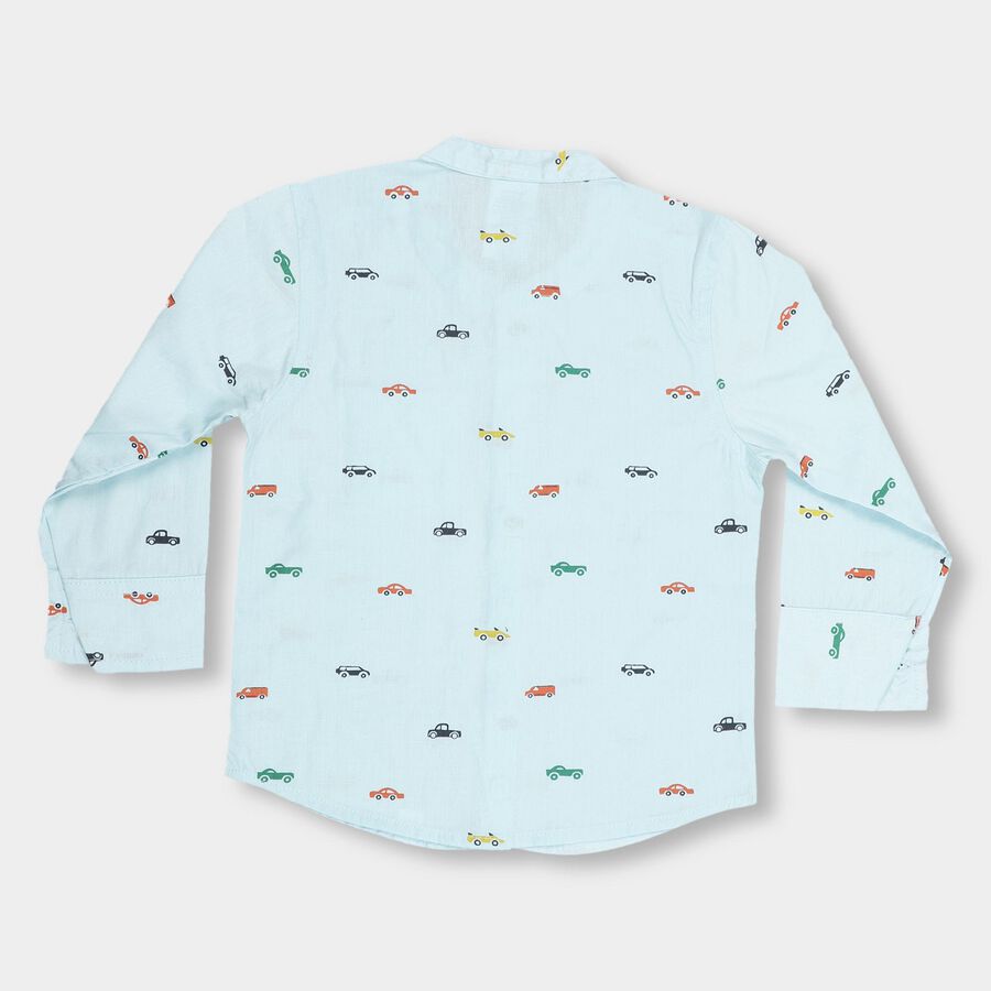 Infants Light Powder Blue Cotton Mandarin Collar Casual Shirt, हल्का नीला, large image number null