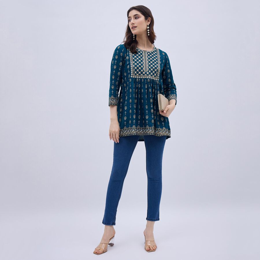 Ladies' Kurti, Teal Blue, large image number null