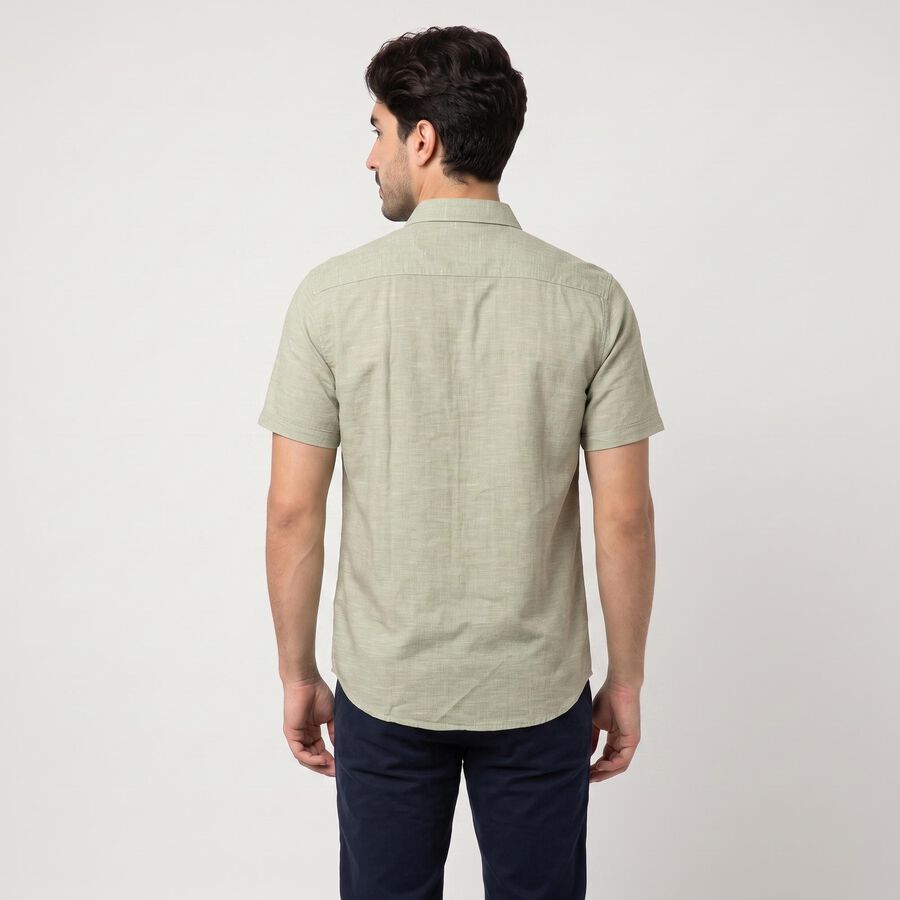 Men's Sage Green Spread Collar Shirt, Light Green, large