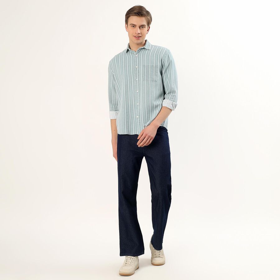 Men's Muted Olive Green Cotton Full Sleeve Classic Casual Shirt, ओलिव, large