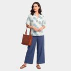Women's Light Blue V-Neck Printed Kurti, Light Blue, small