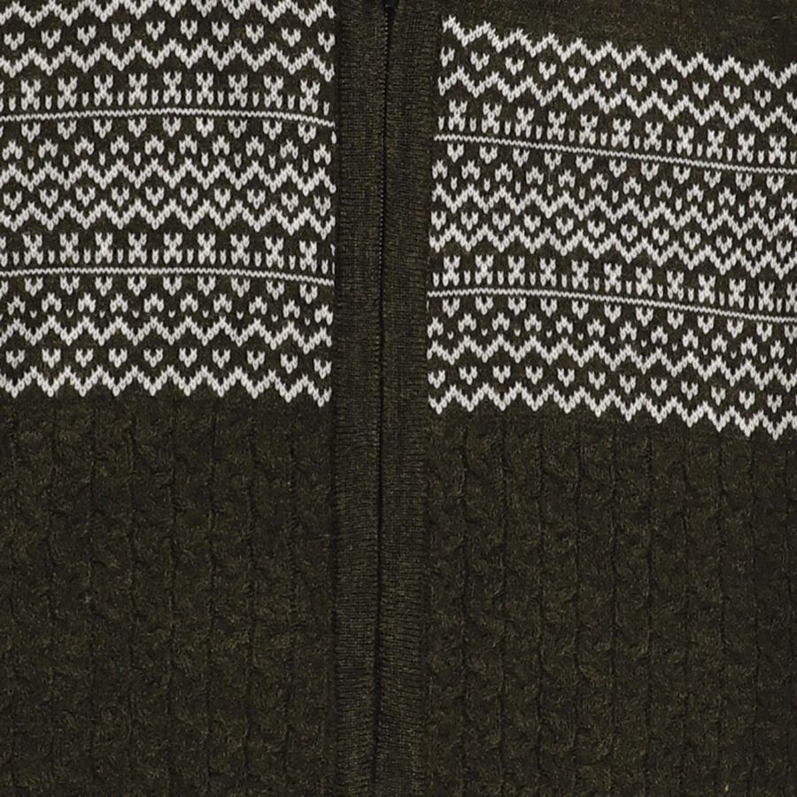 Boys Dark Olive Green Hooded Neck Casual Pullover, Olive, large image number null