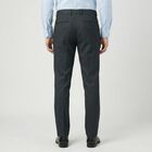 Men's Navy Blue Slim Fit Flat-Front Formal Trousers, Dark Blue, small