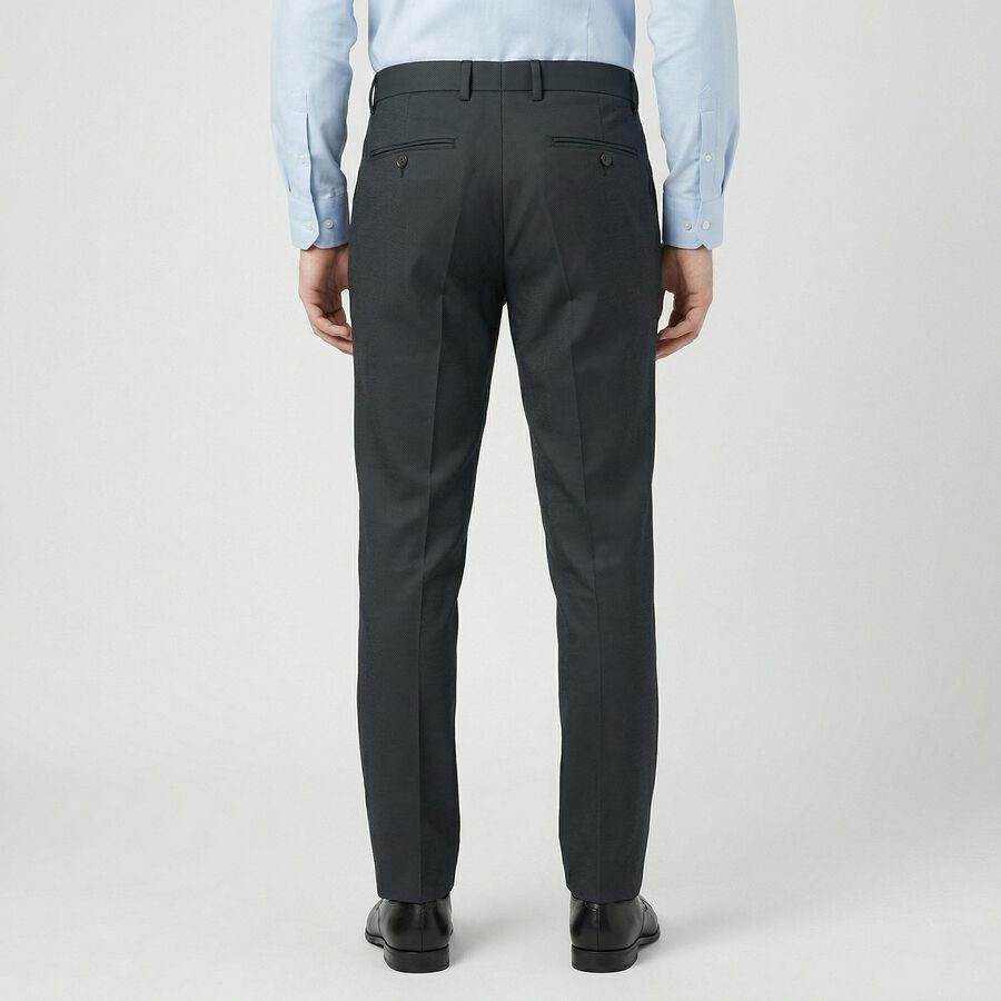 Men's Navy Blue Slim Fit Flat-Front Formal Trousers, Dark Blue, large