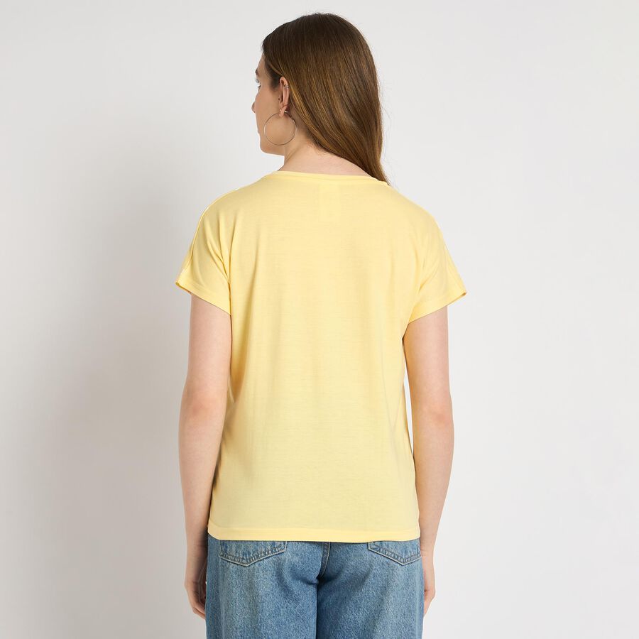 Ladies' Round Neck T-Shirt , Yellow, large