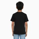 Boys Black Round Neck Casual Half Sleeve T-Shirt, Black, small