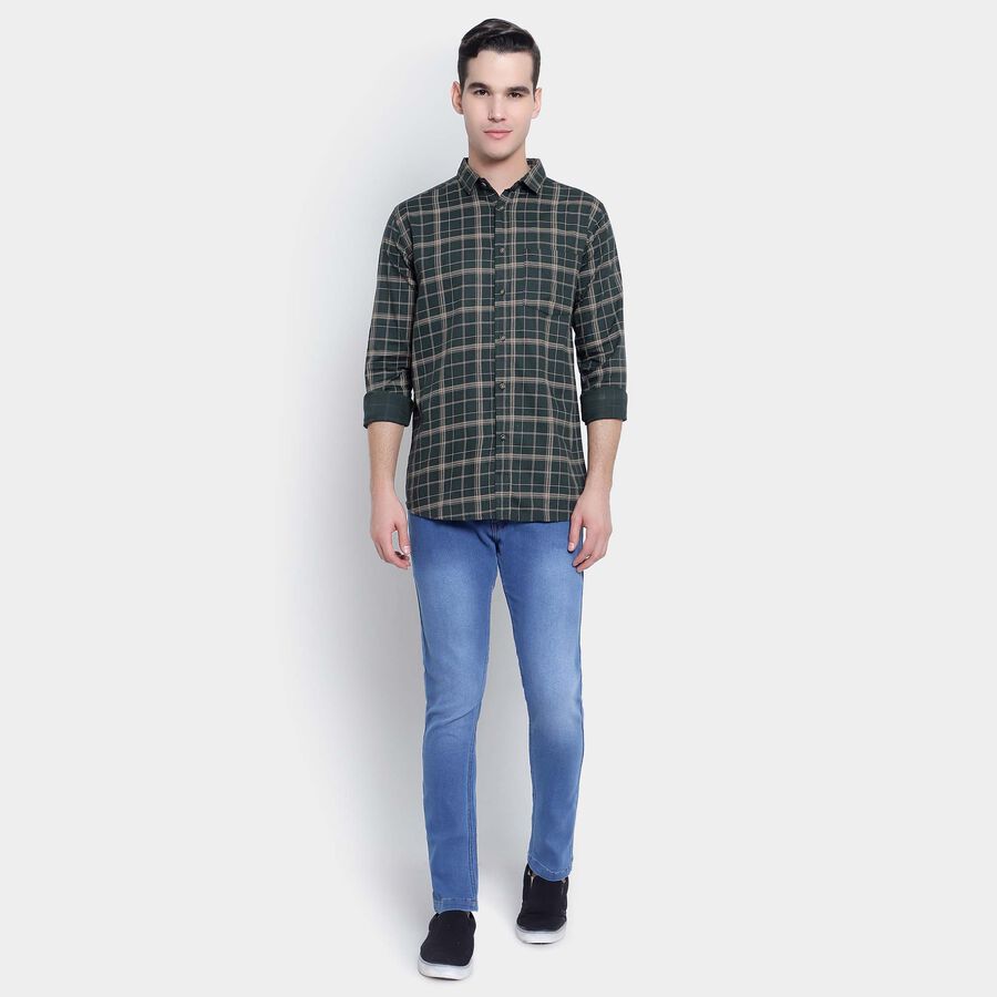 Cotton Checks Casual Shirt, Dark Green, large image number null