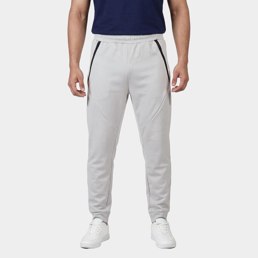 Men's Grey Regular Fit Track Pants, हल्का ग्रे, large