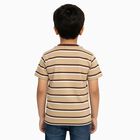 Boys Beige and Brown Crew Neck Casual T-Shirt, गहरा पीला, small