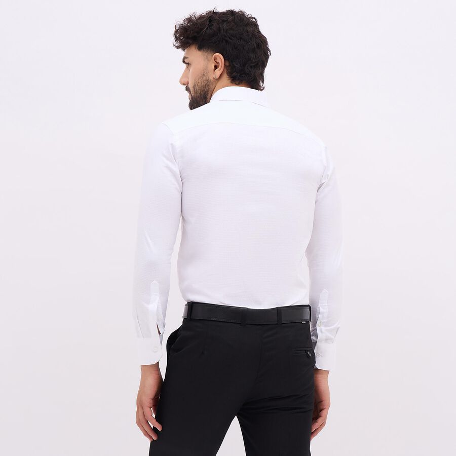 Men's Rich Eggshell White Cotton Cut Away Collar Slim Fit Formal Shirt, White, large image number null