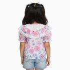 Girls White Round Neck Romantic Floral T-Shirt, ऑफ व्हाइट, small