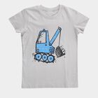 Boys Light Grey Cotton Crew Neck Casual T-Shirt, Light Grey, small