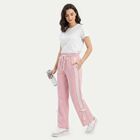 Women's Lilac Straight Fit Side-Striped Track Pants, लाइलेक, small