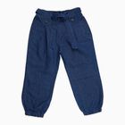 Girls' Deep Indigo Blue Paperbag Fit Tie-Waist Jeans, मध्यम नीला, small image number null