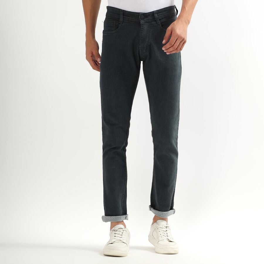 Men's Dark Blue Skinny Fit Five-Pocket Jeans, Dark Green, large image number null