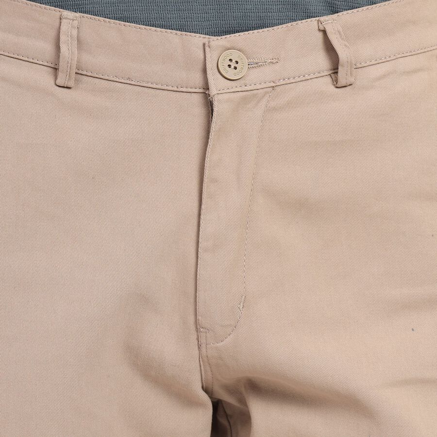 Men's 100% Cotton Slim Fit Casual Trousers , Beige, large image number null