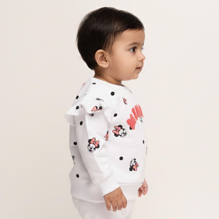Infants Snow White Cotton Round Neck Casual Sweatshirt, सफ़ेद, large image number null