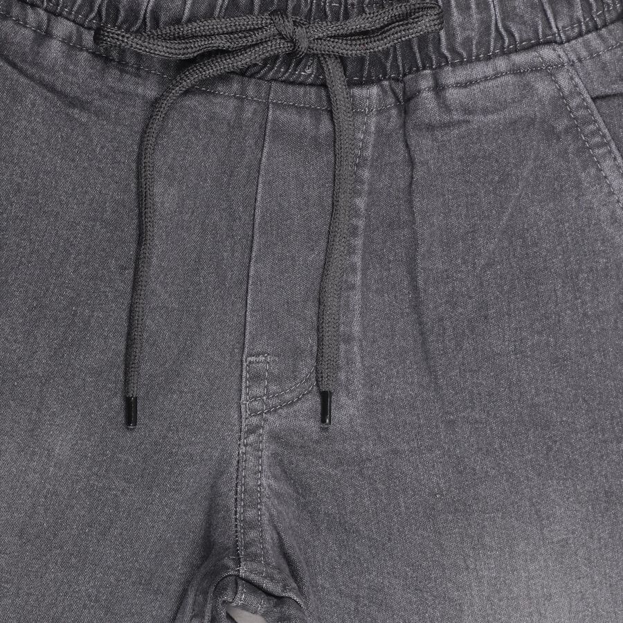 Boys' Washed Grey Regular Fit Elastic Waist Jeans, हल्का ग्रे, large image number null