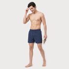Men's Navy Blue Relaxed Fit Checked Boxers, Dark Blue, small