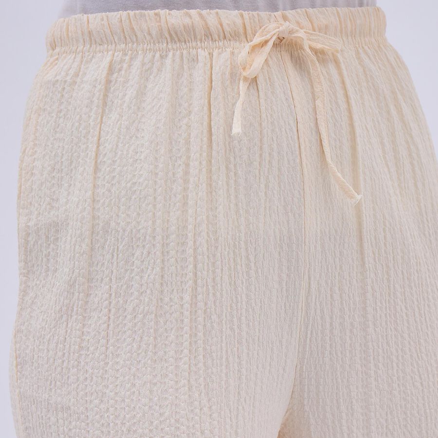 Women's Soft Beige Relaxed Fit Textured Harem Pants, ऑफ व्हाइट, large image number null