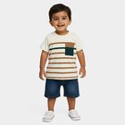 Infants Off-White Cotton Round Neck Casual T-Shirt, Off White, small