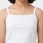 Girls White Cotton Straight Neck Quilted Vest, White, small