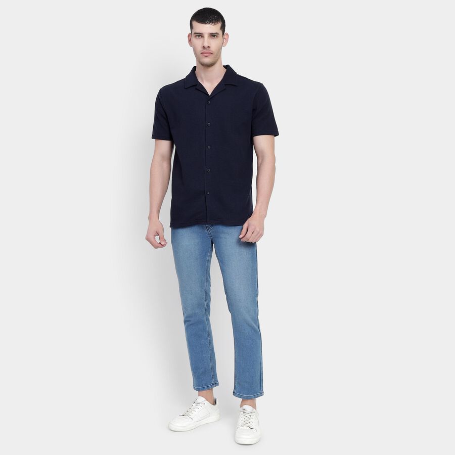 Men's Casual Shirt , Navy Blue, large